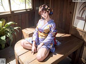 A woman in a kimono is posing for a picture.