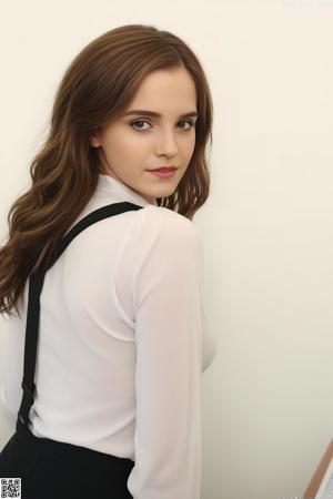 A young woman in a red shirt posing for the camera.